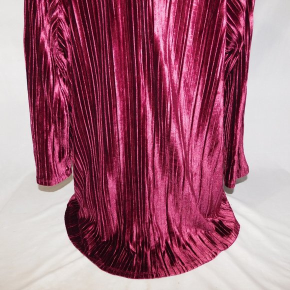 Andrea Jovine Womens L Long Sleeve Draping Burgundy WINE Velour Open Cardigan - Picture 8 of 8
